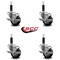 Service Caster 3'' Black Poly Swivel 1'' Expanding Stem Caster Set with Brake, 4PK SCC-EX20S314-PPUB-BLK-TLB-1-4 - alternate 4